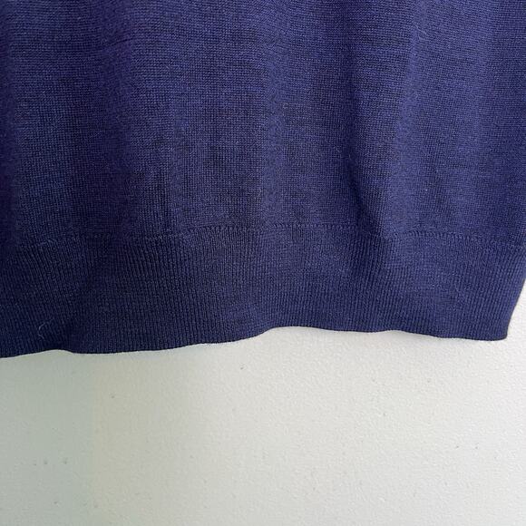 Toscano Firenze Men's Merino Wool Vest Sweater Sz XL Navy Blue Office Preppy - Picture 5 of 11